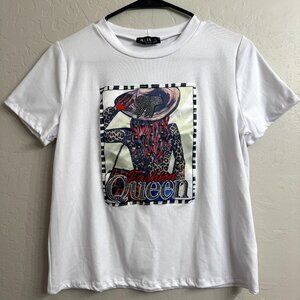 Julia by Love J Fashion Queen Graphic Tee S NWT Bling Leopard Juniors Fit Y2K